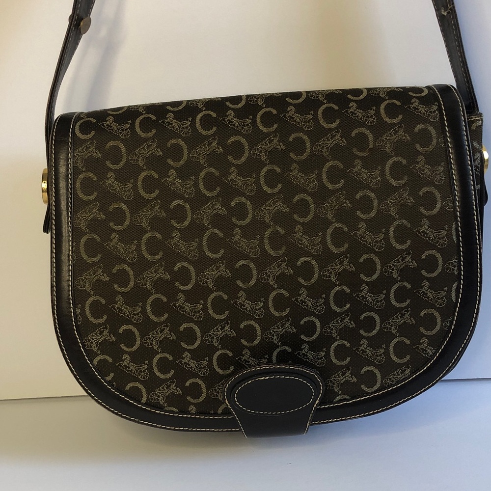 Designer-Style Brown Monogram Crossbody Bag from Celine Vintage Brown Handbag - Picture 5 of 14